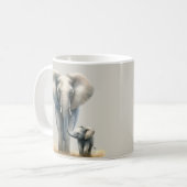 Afrikaanse olifant en Baby in Waterverf Koffiemok (Voorkant links)