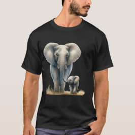 Afrikaanse olifant en Baby in Waterverf T-shirt