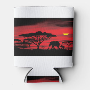 Afrikaanse olifant en Baby met Red Sunset Blikjeskoeler