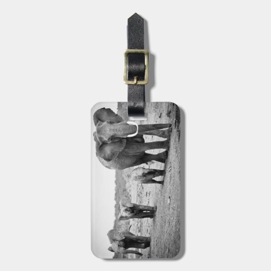 Afrikaanse olifant en kalveren | Kenia, Afrika Bagagelabel (Voorkant verticaal)