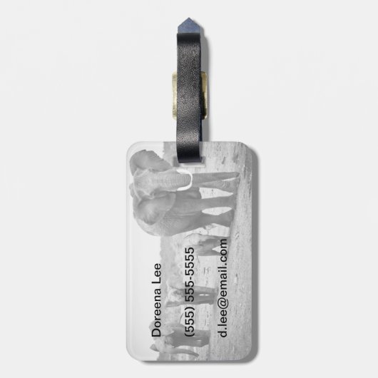 Afrikaanse olifant en kalveren | Kenia, Afrika Bagagelabel (Achterkant verticaal)