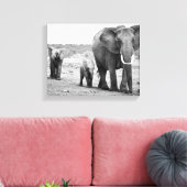 Afrikaanse olifant en kalveren | Kenia, Afrika Canvas Afdruk (Insitu (Woonkamer))