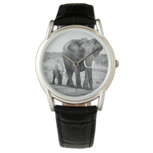 Afrikaanse olifant en kalveren Kenia, Afrika Horloge