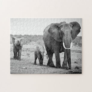 Afrikaanse olifant en kalveren Kenia, Afrika Legpuzzel