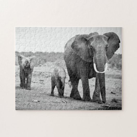 Afrikaanse olifant en kalveren | Kenia, Afrika Legpuzzel (Horizontaal)