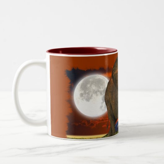 Afrikaanse olifant en savanne maan tweekleurige koffiemok (Links)