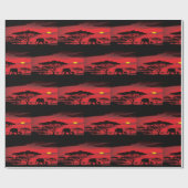 Afrikaanse olifant en Serengeti Red Sun set Cadeaupapier (Vlak)