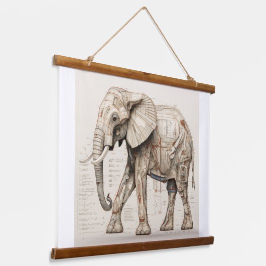Afrikaanse olifant hangend wandkleed (Gebogen)