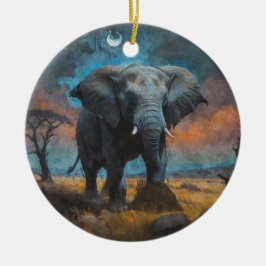 Afrikaanse olifant in de schemering keramisch ornament