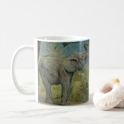  Afrikaanse olifant in het Oerwoud, EJ Detmold Koffiemok (Met donut)