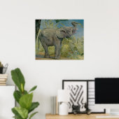  Afrikaanse olifant in het Oerwoud, EJ Detmold Poster (Thuiskantoor)