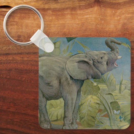  Afrikaanse olifant in het Oerwoud, EJ Detmold Sleutelhanger (Voorkant)