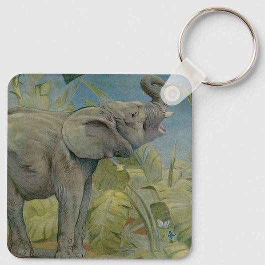 Afrikaanse olifant in het Oerwoud, EJ Detmold Sleutelhanger (Achterkant)