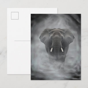 Afrikaanse Olifant in Nevelige Mist Serene Impasto Briefkaart