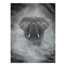 Afrikaanse Olifant in Nevelige Mist Serene Impasto