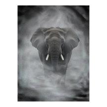 Afrikaanse Olifant in Nevelige Mist Serene Impasto