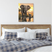 Afrikaanse olifant met haar Baby kalf Canvas Afdruk (Insitu (Slaapkamer))