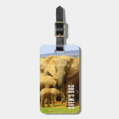 Afrikaanse olifant moeder en kalf bagagelabel (Voorkant verticaal)