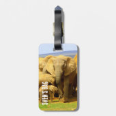 Afrikaanse olifant moeder en kalf bagagelabel (Achterkant verticaal)