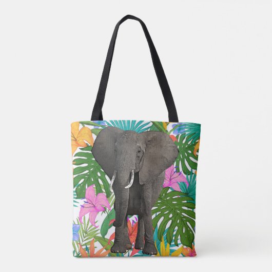 Afrikaanse olifant Oerwoud Safari Dierenfauna Kuns Tote Bag (Achterkant)