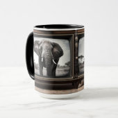 Afrikaanse olifant op analoge televisie, mok (Voorkant links)