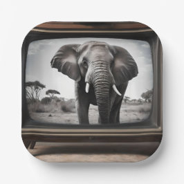  Afrikaanse olifant op analoge televisie, Papieren Bordje