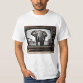 Afrikaanse olifant op analoge televisie, t-shirt (Voorkant)