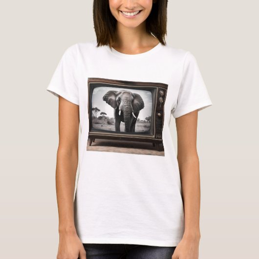 Afrikaanse olifant op analoge televisie, t-shirt (Voorkant)
