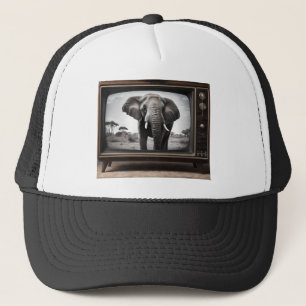 Afrikaanse olifant op analoge televisie, trucker pet