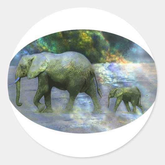 Afrikaanse olifant ronde sticker (Voorkant)