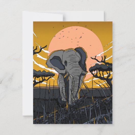 Afrikaanse olifant RSVP kaartje (Voorkant)