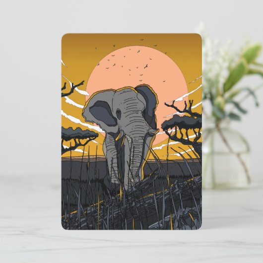 Afrikaanse olifant save the date (Staand voorkant)