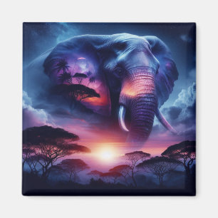 Afrikaanse Olifant Silhouet Zonsondergang Safari  Magneet
