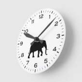 Afrikaanse olifant Silhouette Black en White Ronde Klok (Hoek)