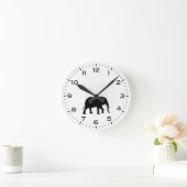 Afrikaanse olifant Silhouette Black en White Ronde Klok (Huis)