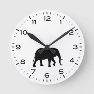 Afrikaanse olifant Silhouette Black en White Ronde Klok