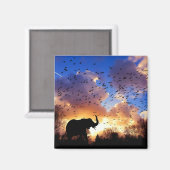 Afrikaanse olifant Silhouette op Sunset Magneet (Voorkant / Achterkant)
