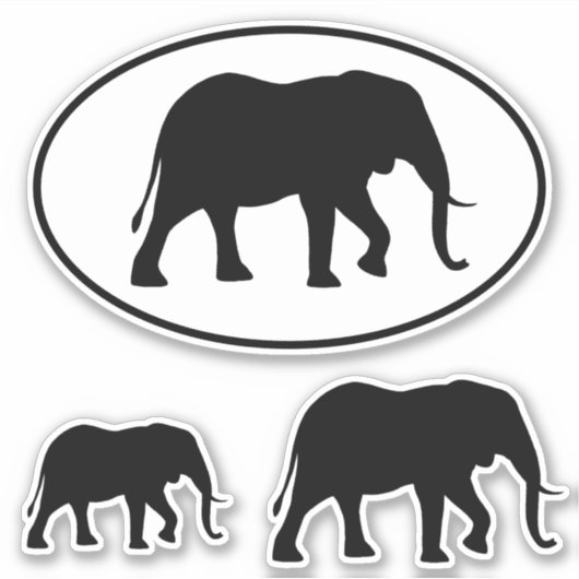 Afrikaanse olifant Silhouettes Vinyl Sticker set (Voorkant)
