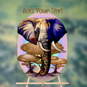 Afrikaanse olifant surrealistisch portret acryl bord