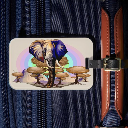 Afrikaanse olifant surrealistisch portret bagagelabel (Voorkant Insitu 4)