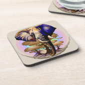 Afrikaanse olifant surrealistisch portret bier onderzetter (Linkerzijde)