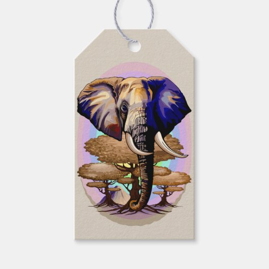 Afrikaanse olifant surrealistisch portret cadeaulabel (Voorkant)
