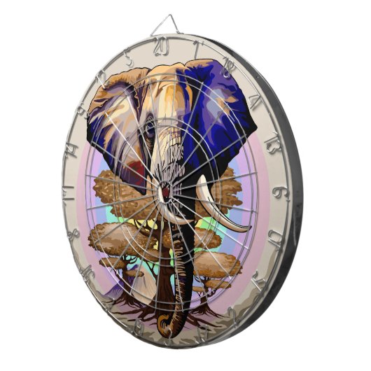 Afrikaanse olifant surrealistisch portret dartbord (Voorkant Rechts)