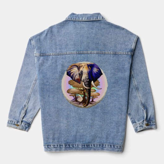 Afrikaanse olifant surrealistisch portret denim jacket (Achterkant)