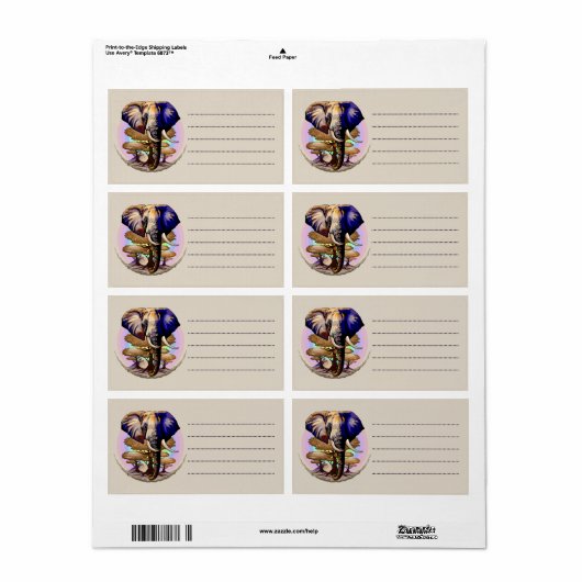 Afrikaanse olifant surrealistisch portret etiket (Full Sheet)