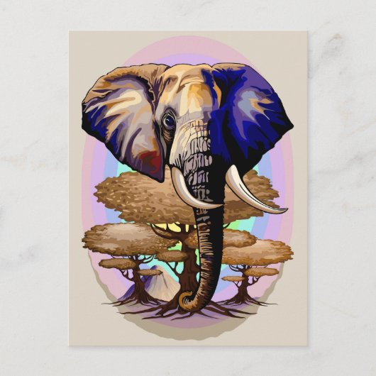 Afrikaanse olifant surrealistisch portret feestdagenkaart (Voorkant)