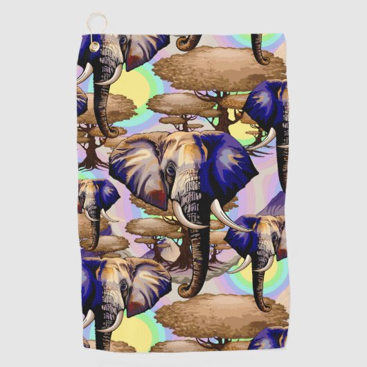 Afrikaanse olifant surrealistisch portret golfhanddoek (Voorkant)