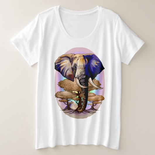 Afrikaanse olifant surrealistisch portret grote maat t-shirt (Design voorkant)