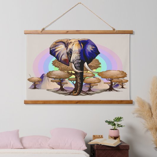 Afrikaanse olifant surrealistisch portret hangend wandkleed (Slaapkamer)