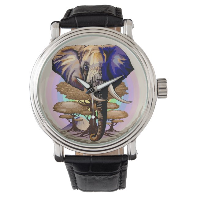 Afrikaanse olifant surrealistisch portret horloge (Voorkant)